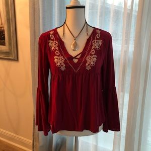 Red boho Foley red top